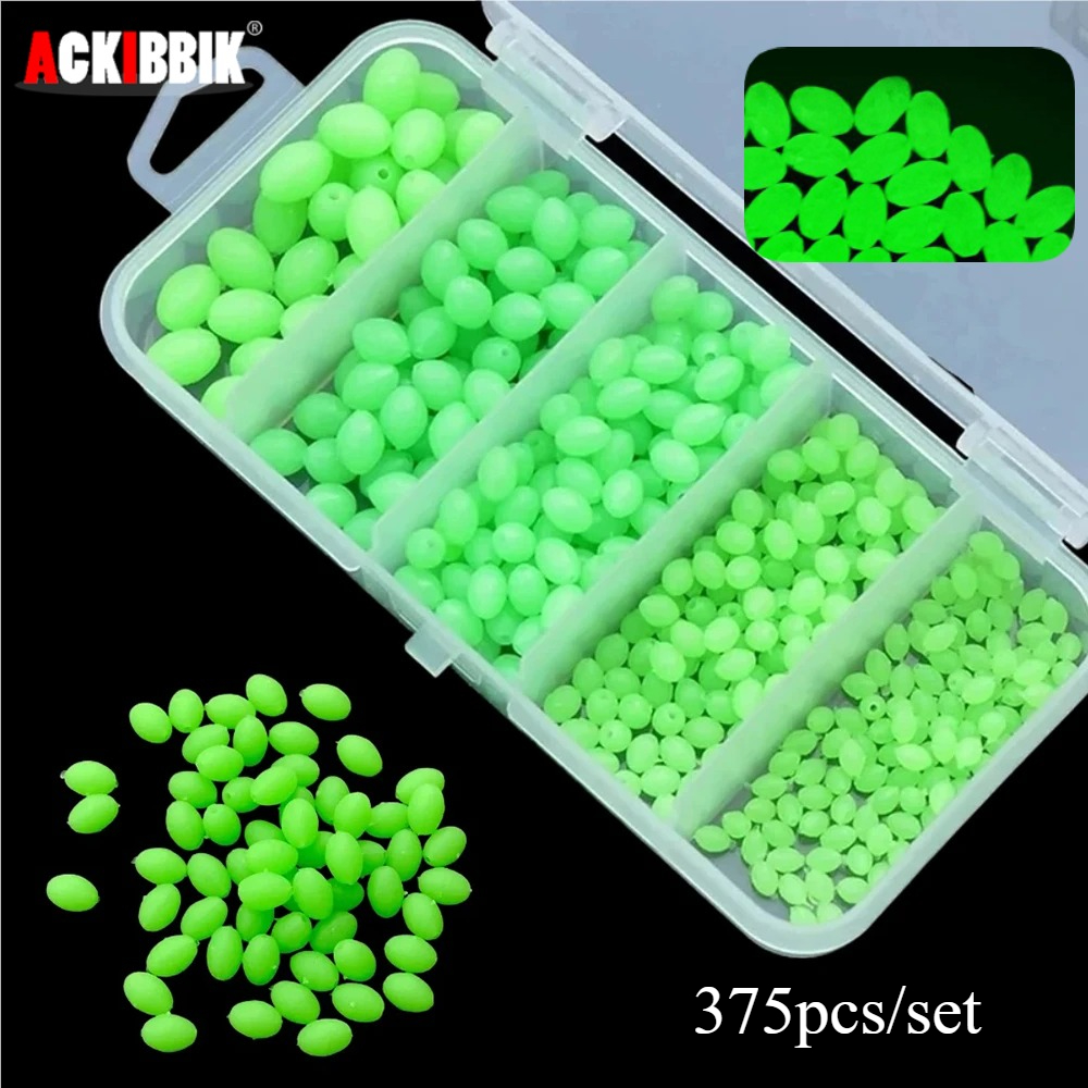 Fishing Lure Soft Plastic - Ackibbik 375pcs/box Luminous Fishing Beads Sea