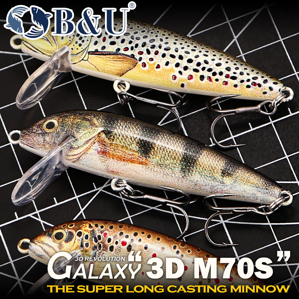 Fishing Lure Swimbait - B&U Fishing Lures Sinking Minnow, 3D