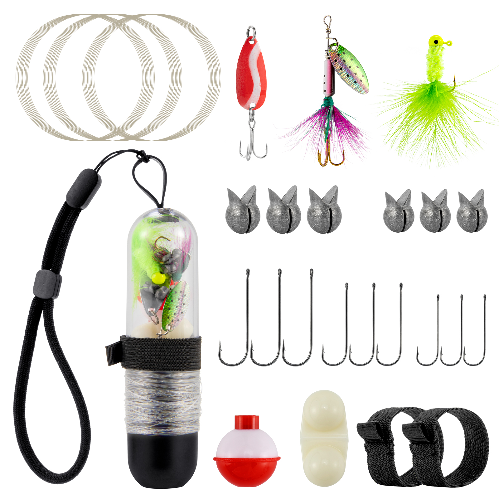 Fishing Lure Spinner - 25pcs Survival Fishing Kit Pocket Reel
