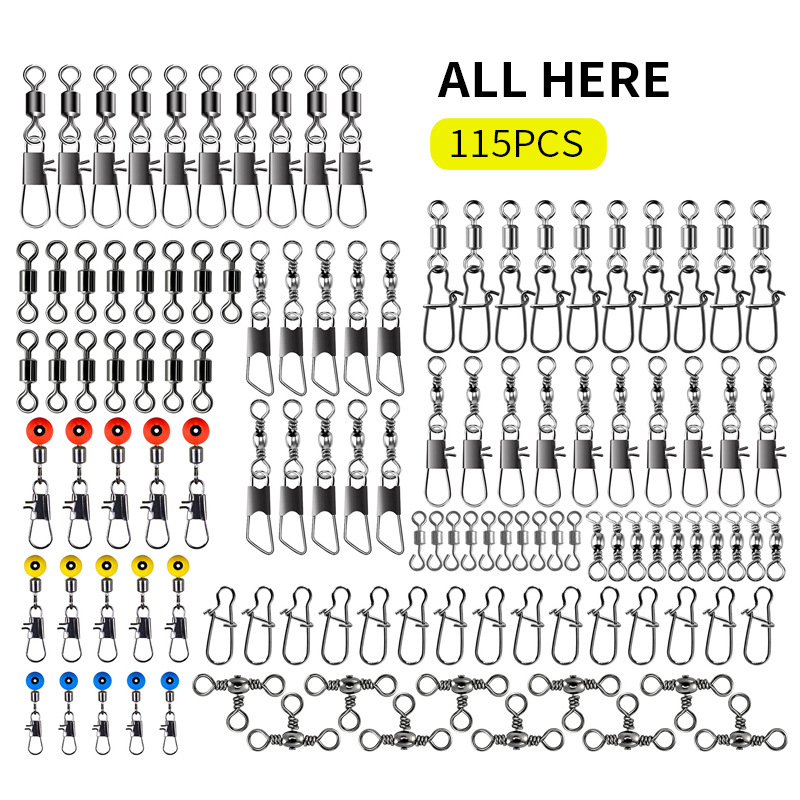 Fishing Lure Box - 115pcs Fishing Swivel Connectors Kit with