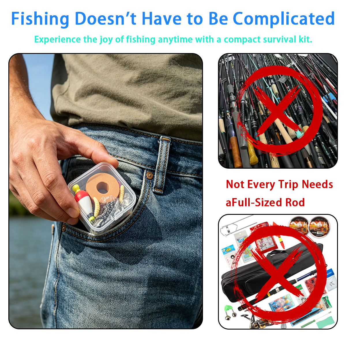 Fishing Lure Box - Portable Emergency Fishing Gear Set，Portable Outdoor