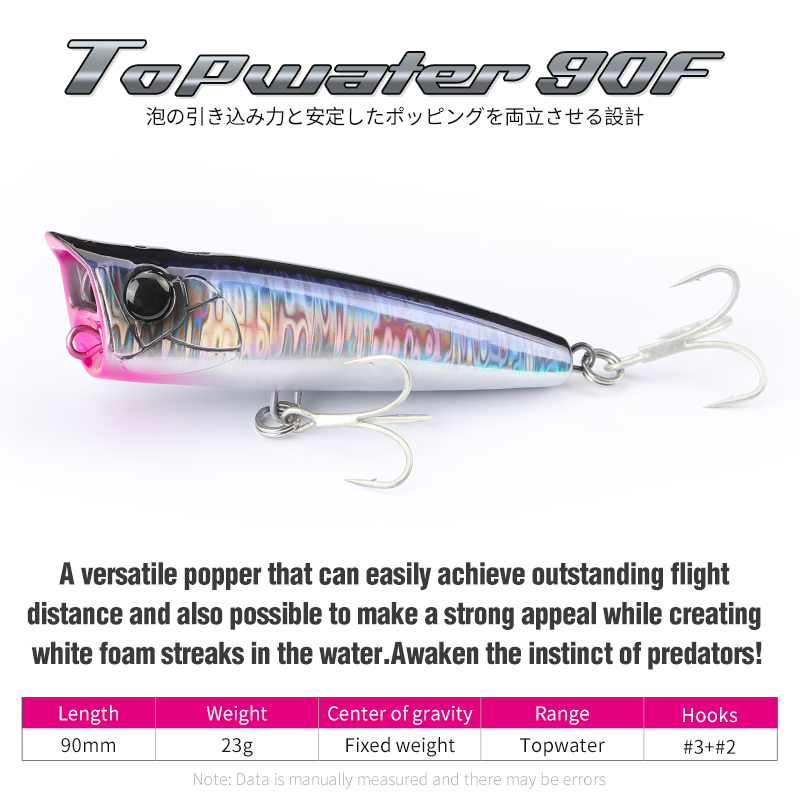 TSURINOYA 90mm 23g Topwater Po - Fishing Lure Popper 评论和价格