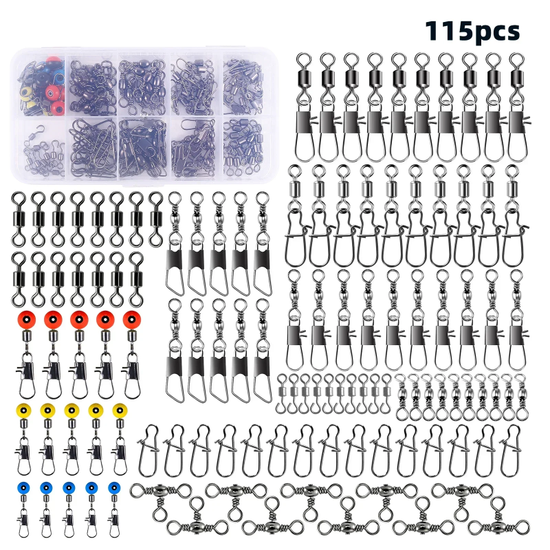 115pcs Fishing Swivel Connecto - Fishing Lure Box 评论和价格