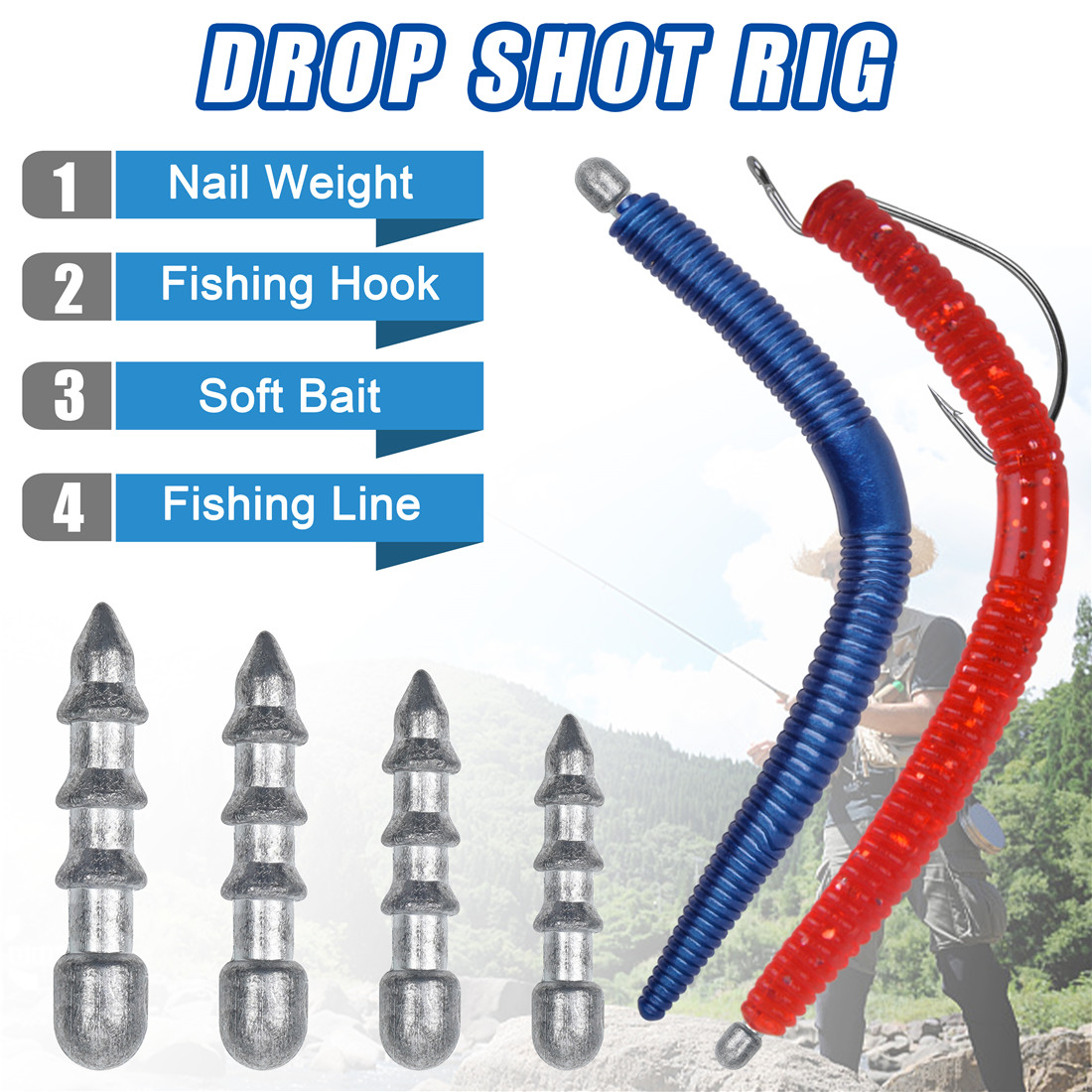 60PCS Nail weights Worm Fishin - Fishing Lure Accessories 评论和价格
