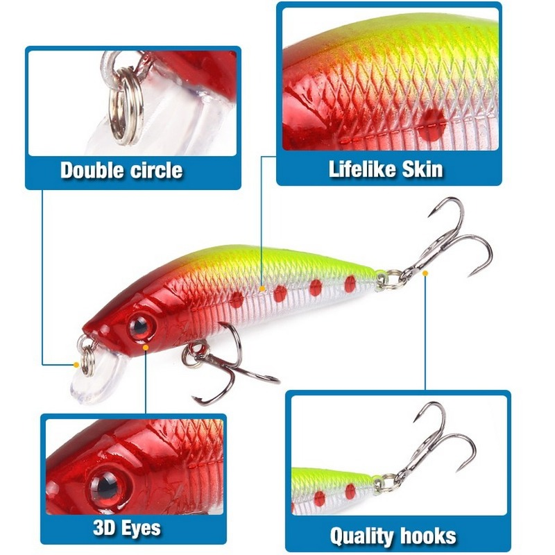 Fishing Lure 70mm 8g 3D Eyes C - Fishing Lure Crankbait 评论和价格